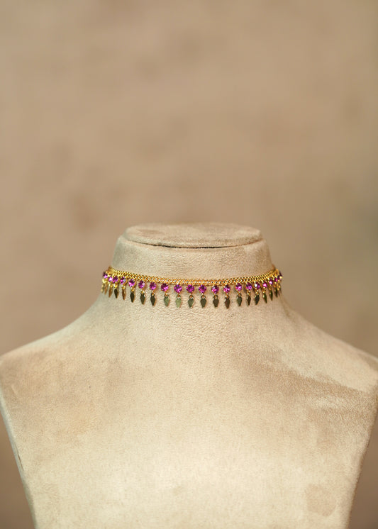 Ruby Stone Gold Plated Traditional Elakkathali Choker – Elina