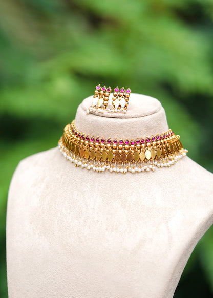Antique Ruby Kemp & Pearl Elakkathali Choker Set – Chandra
