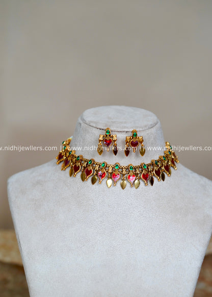 Palakka Elakkathali Fusion Choker Set -Maroon Red - (Elakkathali, Palakka)