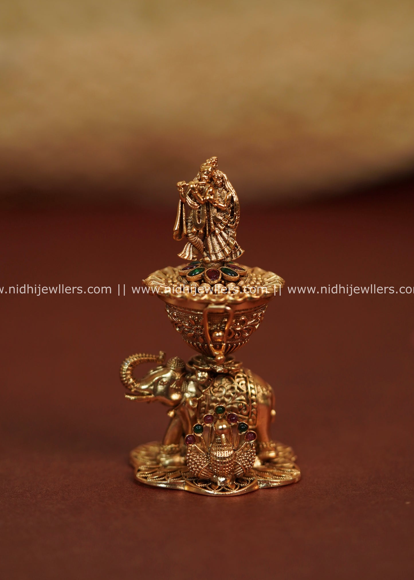 Radha Krishna and Elephant Kumkum Box (Sindoor Dani)