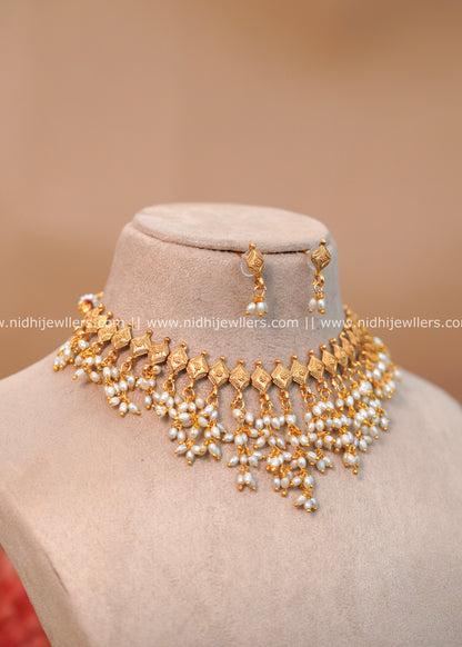 Geometric Guttapusalu Pearl Cascade Choker Set - Charu