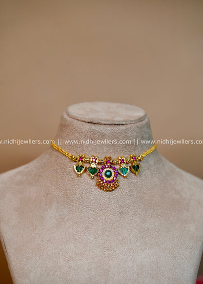 Real Gold Polish Traditional Palakka Leaf Choker - Gaurika