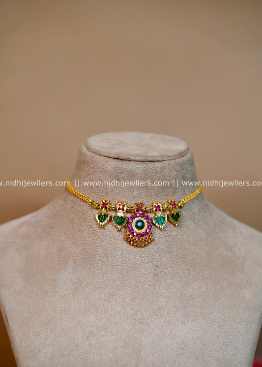Real Gold Polish Traditional Palakka Leaf Choker - Gaurika