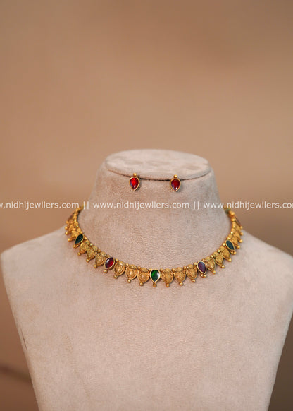 Antique Palakka Short Necklace Set -Non Idol- Vainavi