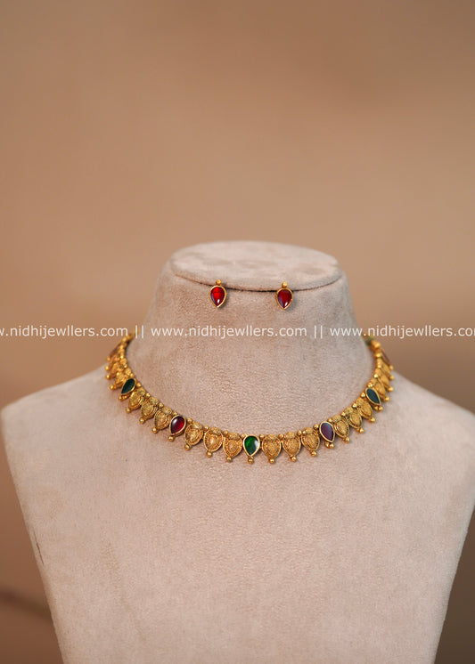 Antique Palakka Short Necklace Set -Non Idol- Vainavi