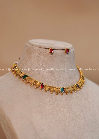 Antique Palakka Short Necklace Set -Non Idol- Vainavi