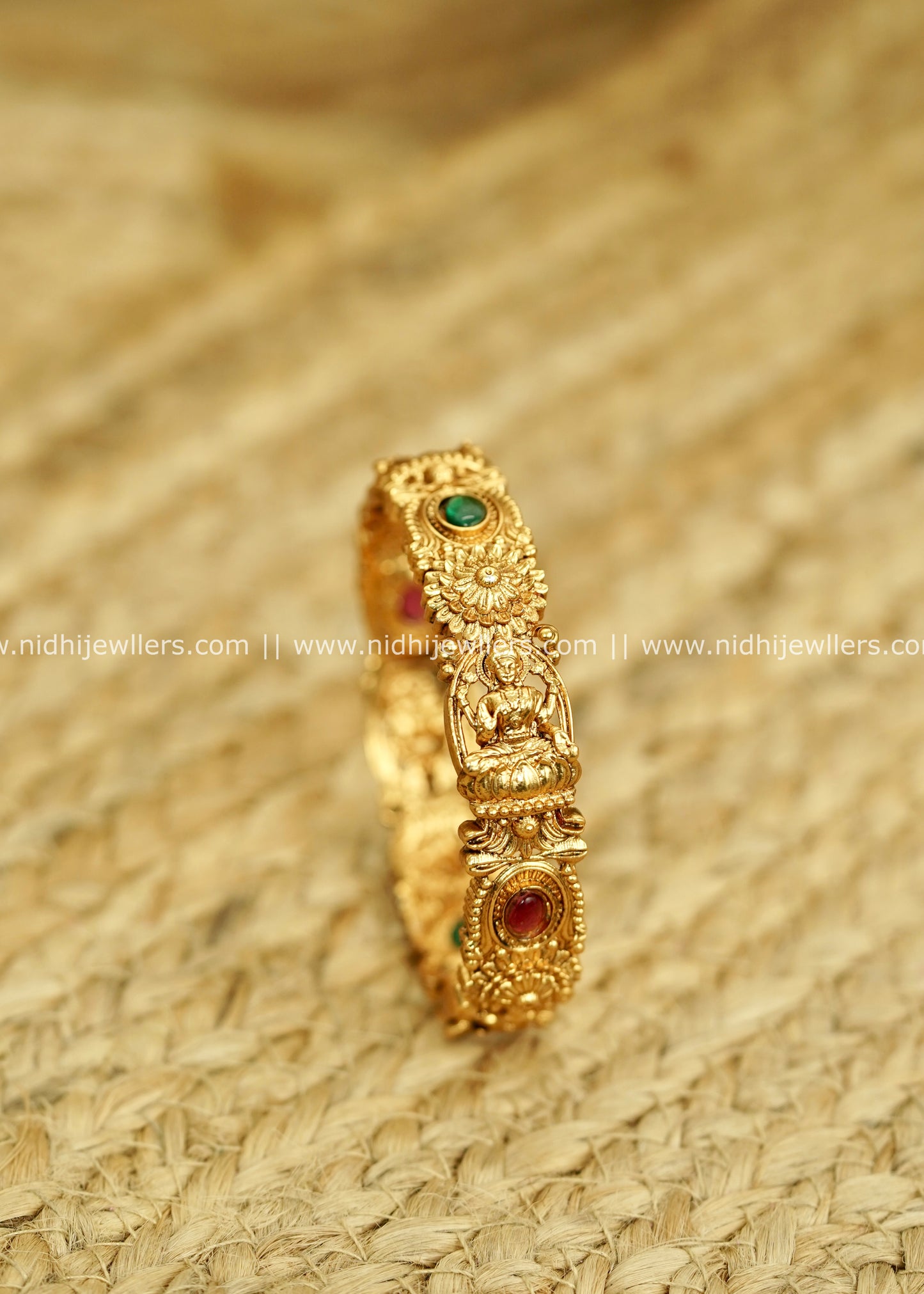 Antique Gold-Finish Festive Lakshmi Temple Kada Bangle - Priya