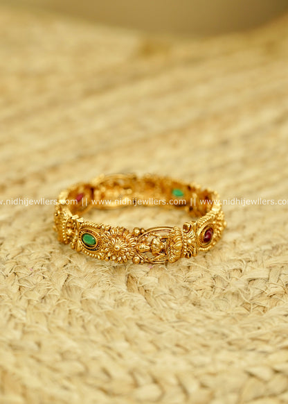 Antique Gold-Finish Festive Lakshmi Temple Kada Bangle - Priya