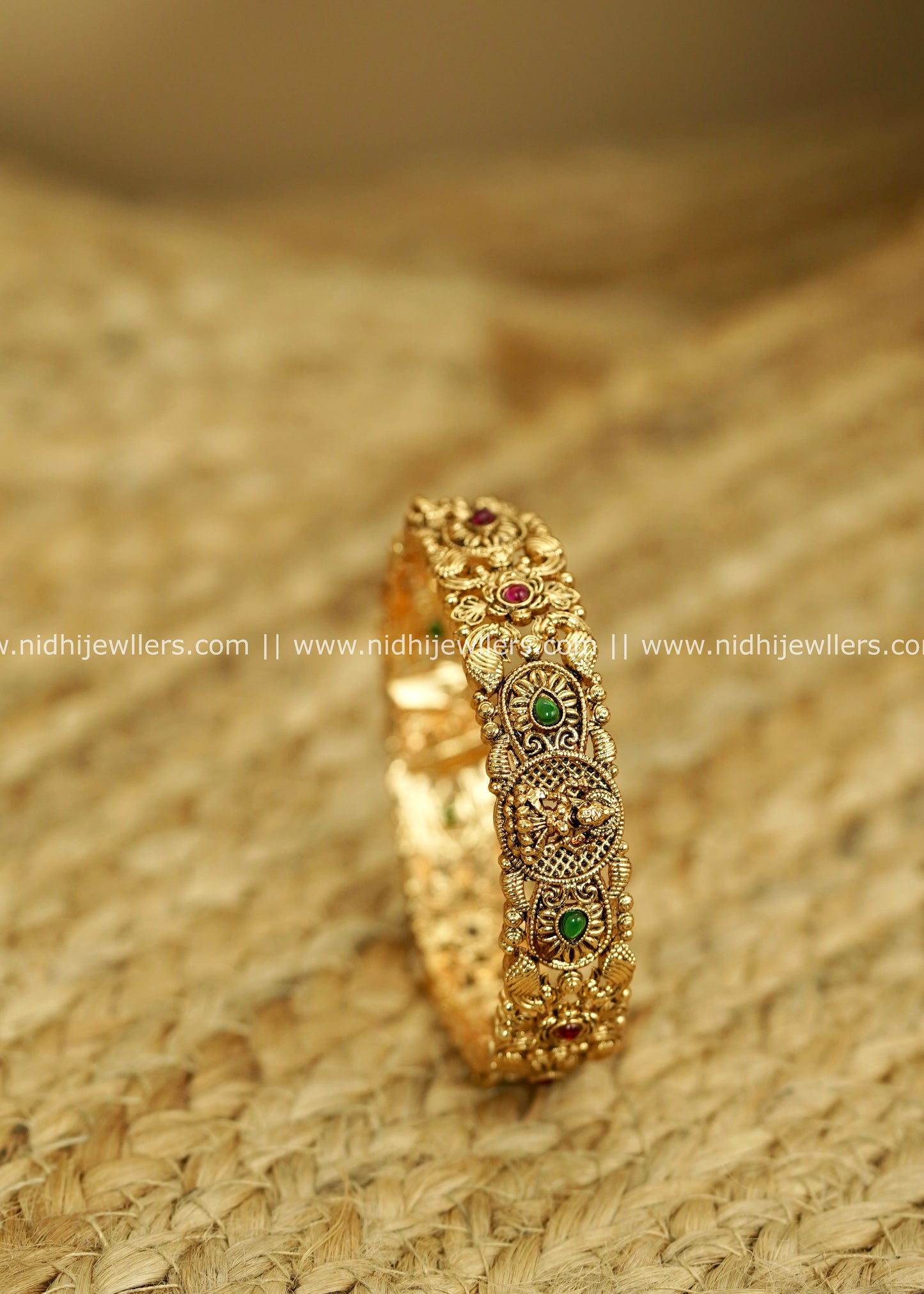 Antique Gold-Finish Affordable Lakshmi Temple Kada Bangle - Vanya