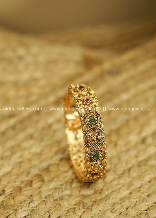 Antique Gold-Finish Affordable Lakshmi Temple Kada Bangle - Vanya