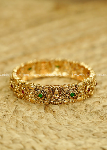 Antique Gold-Finish Affordable Lakshmi Temple Kada Bangle - Vanya