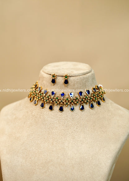 Antique Royal Blue Palakka Choker Set - Anya