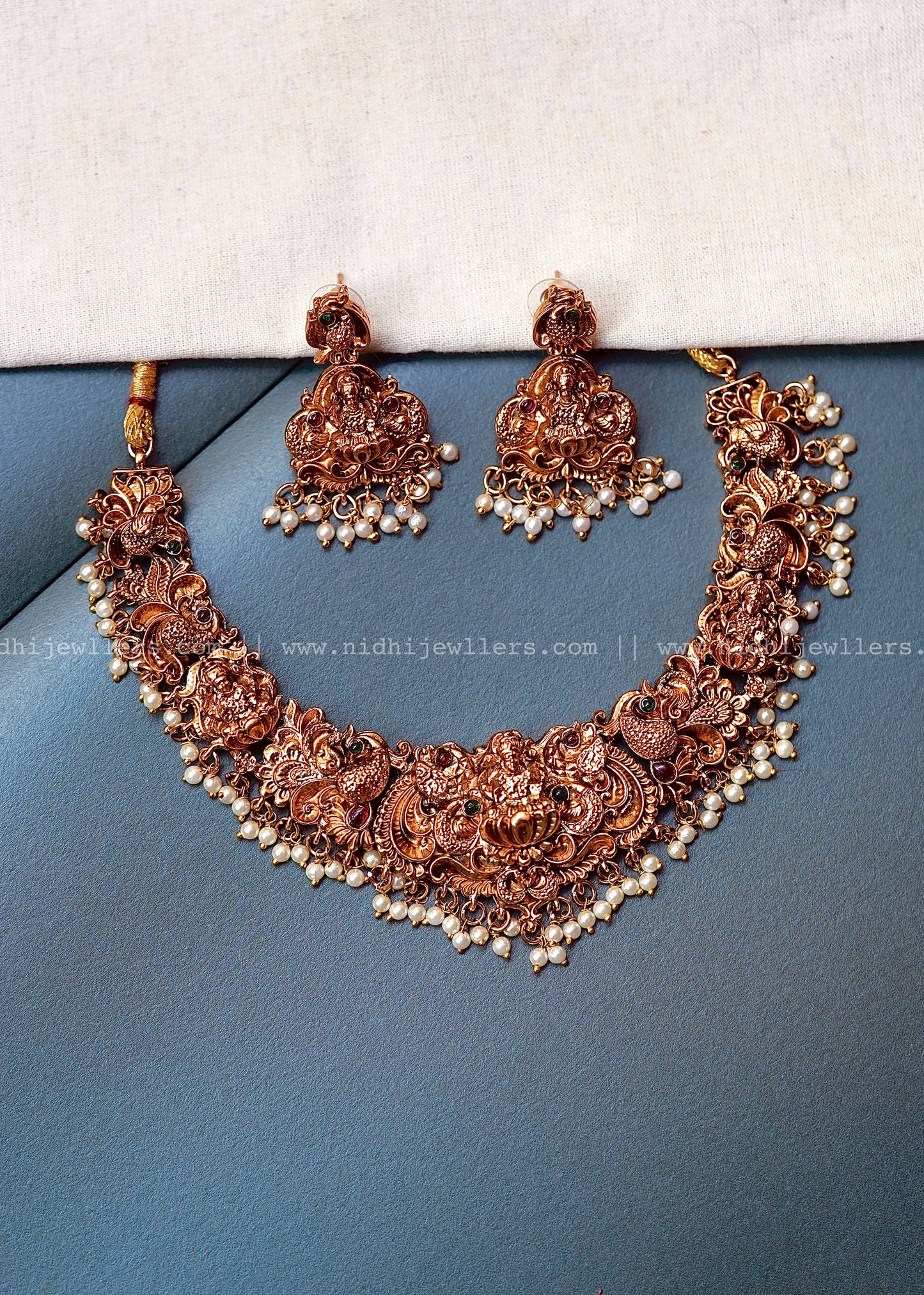 Premium Lakshmi Nakshi necklace white beads