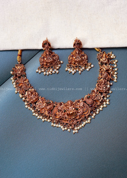Premium Lakshmi Nakshi necklace white beads