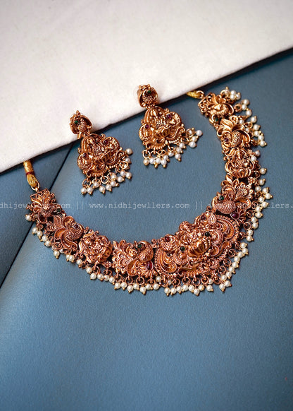 Premium Lakshmi Nakshi necklace white beads