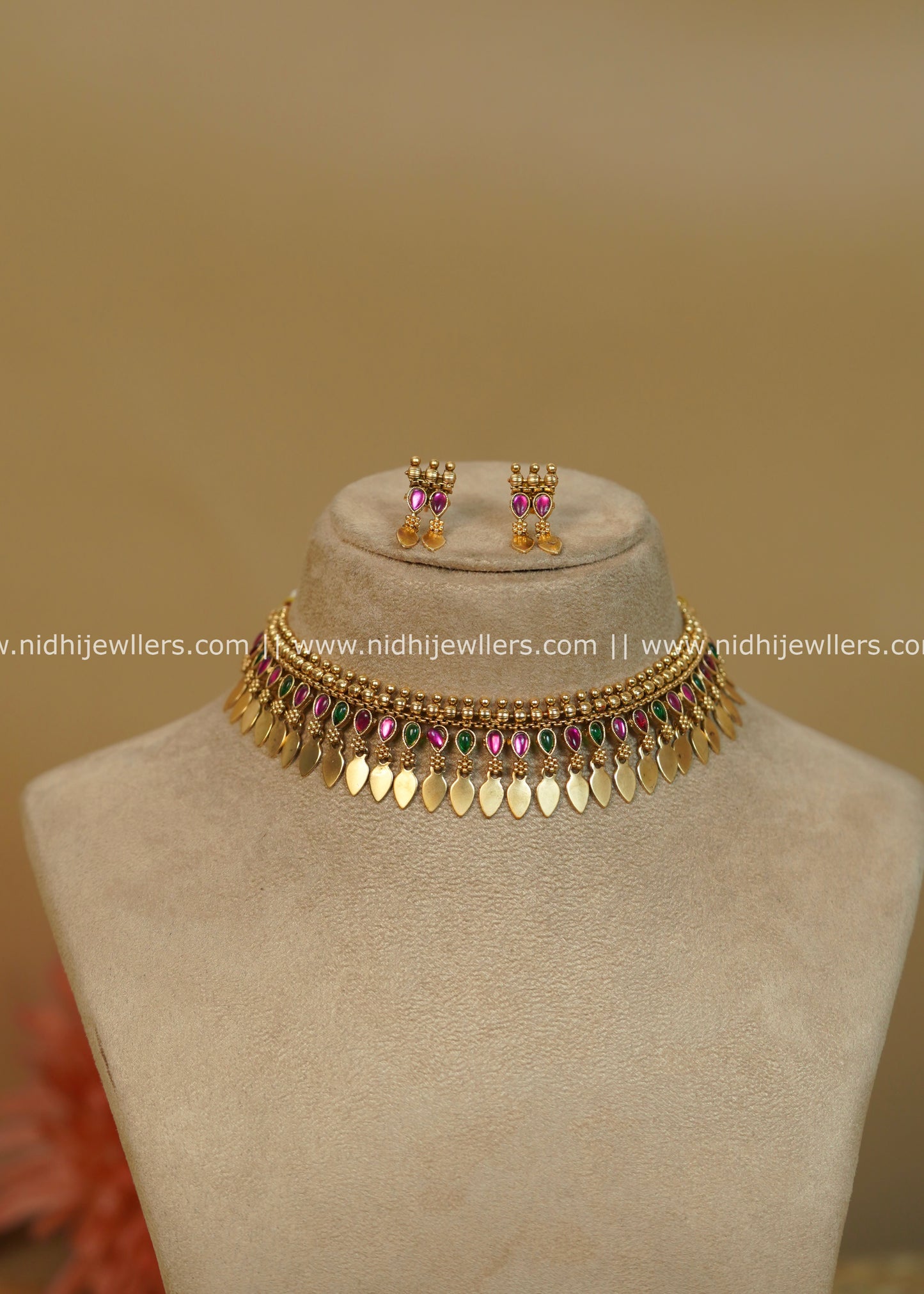 Antique Multi-Color Elakkathali Choker Set - Yami