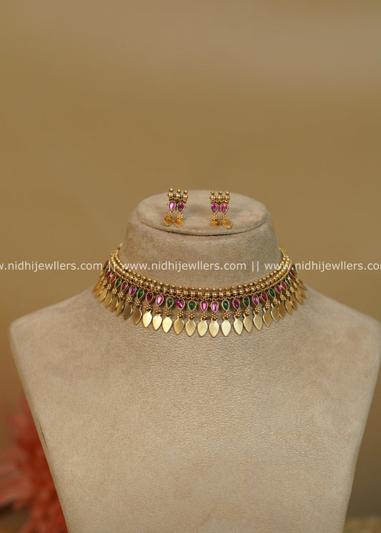 Antique Multi-Color Elakkathali Choker Set - Yami