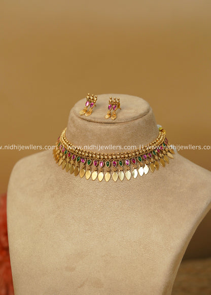Antique Multi-Color Elakkathali Choker Set - Yami