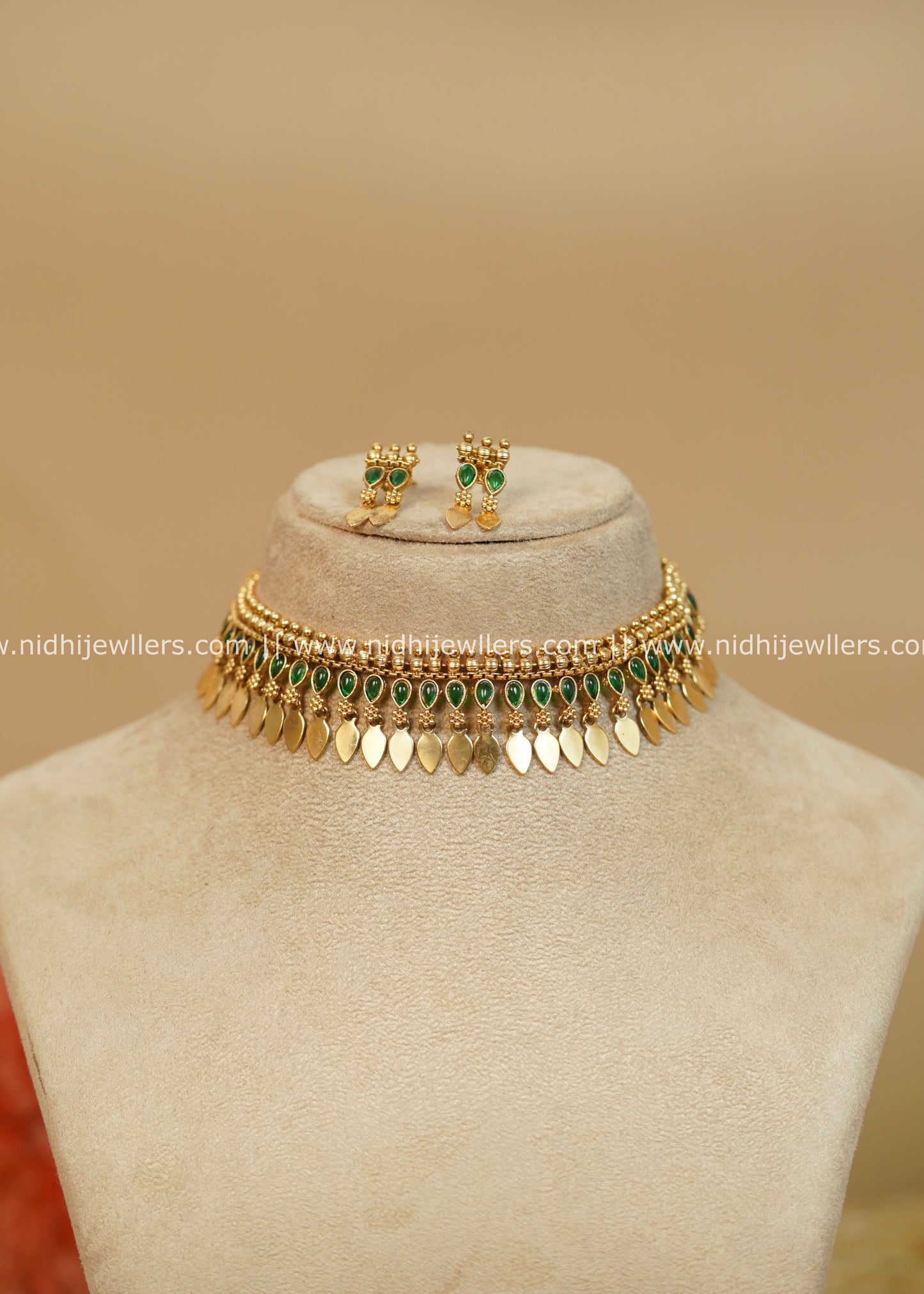 Classic Green Elakkathali Choker Set - Yami