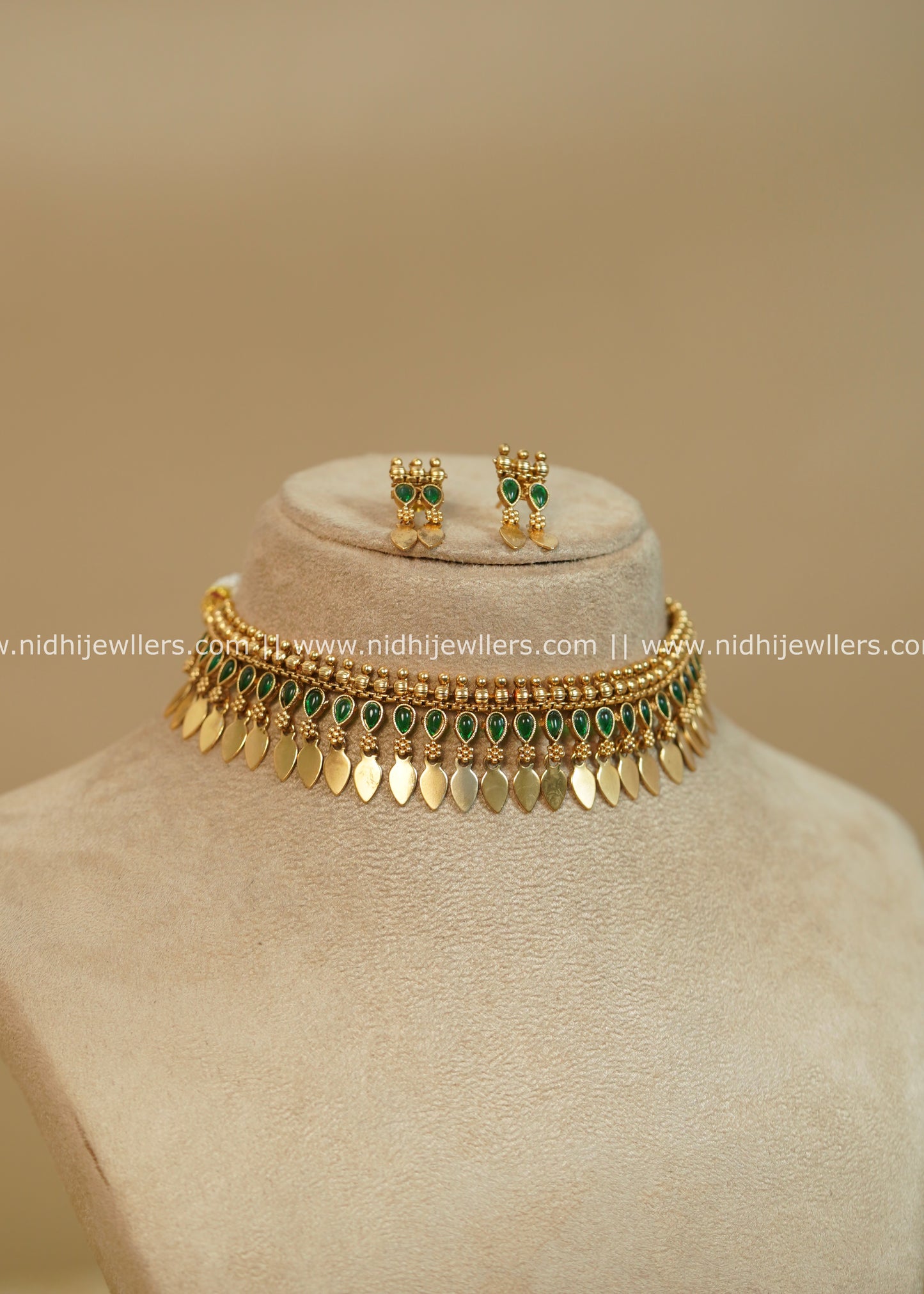 Classic Green Elakkathali Choker Set - Yami
