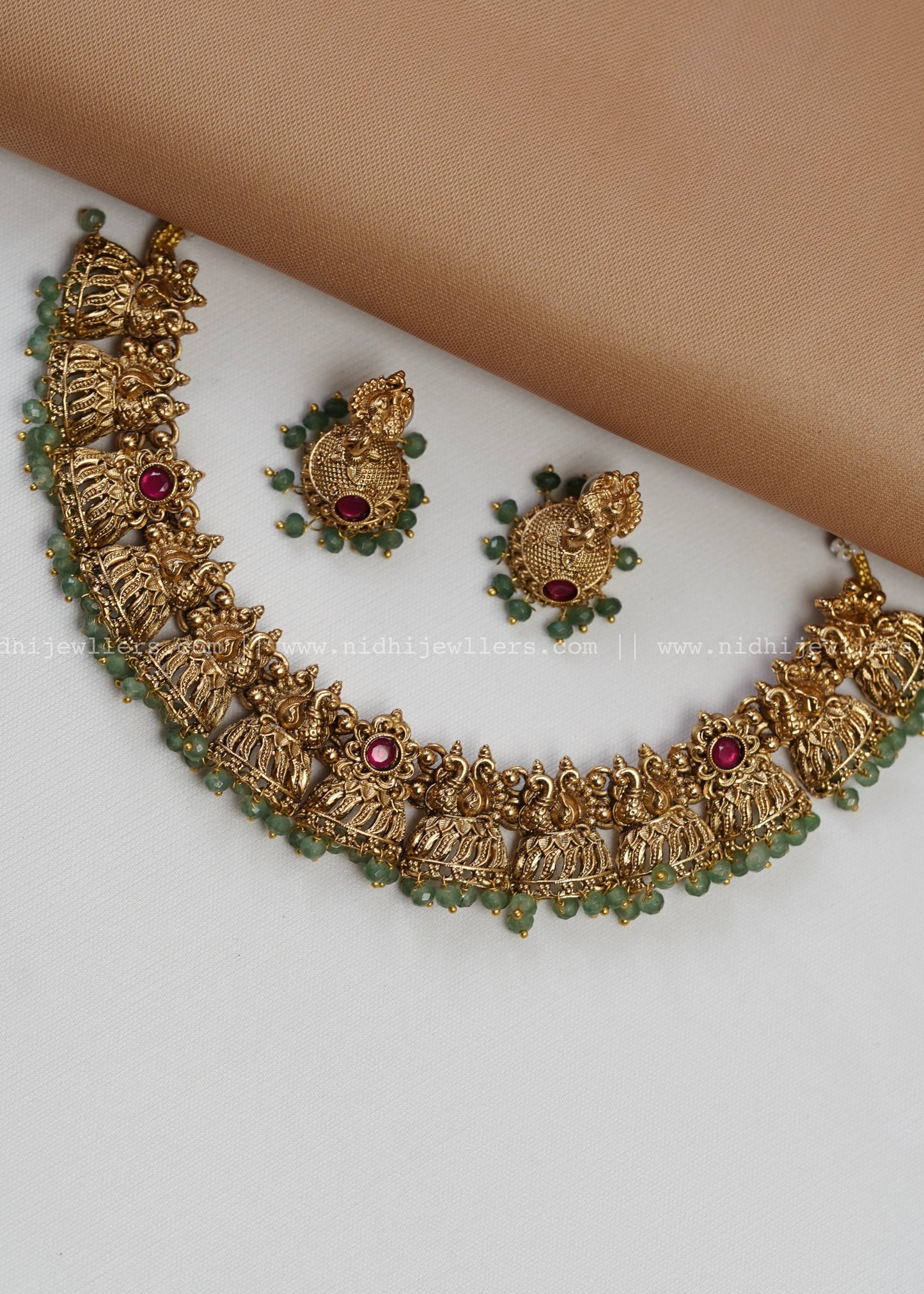 Jhumka-peacock necklace