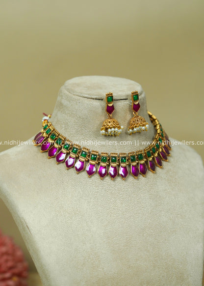 Classic Purple Palakka Choker Set - Kavyanjali