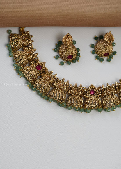 Jhumka-peacock necklace