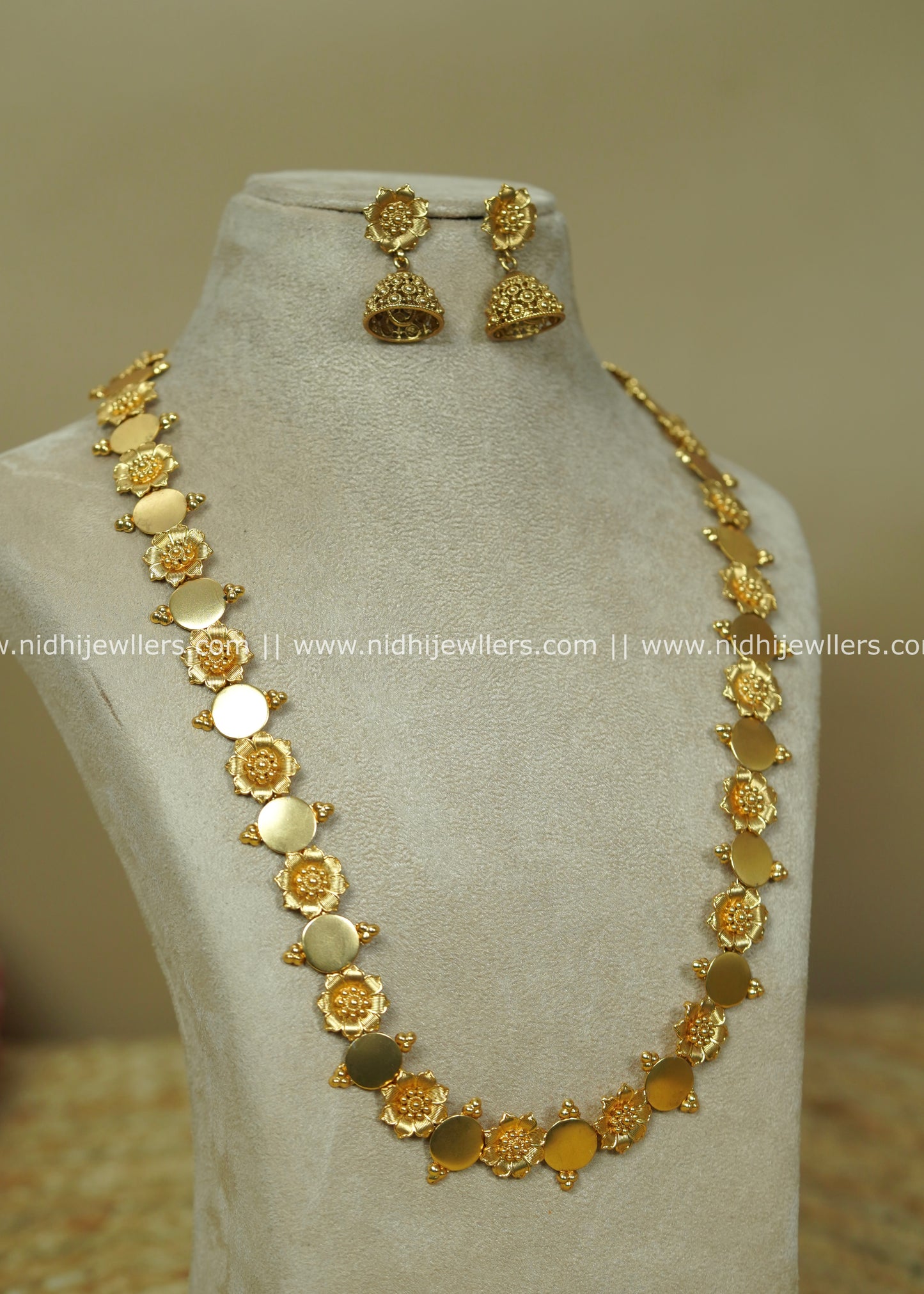 Alternating Floral and Coin Long Haram Set - Anna
