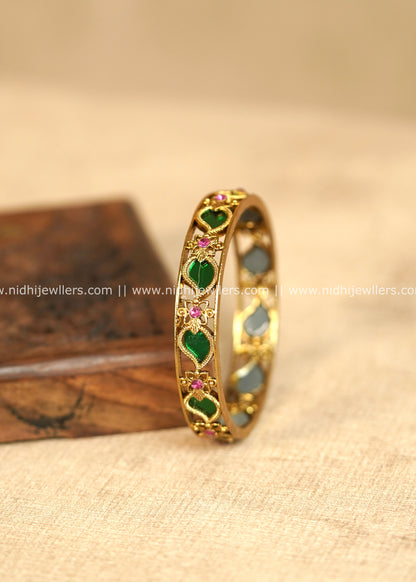 Kerala Palakka Glass and Ruby Mango Bangle - Radha