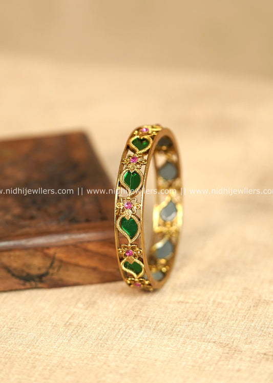 Kerala Palakka Glass and Ruby Mango Bangle - Radha