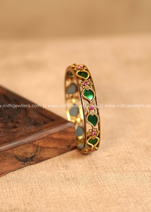 Kerala Palakka Glass and Ruby Mango Bangle - Radha