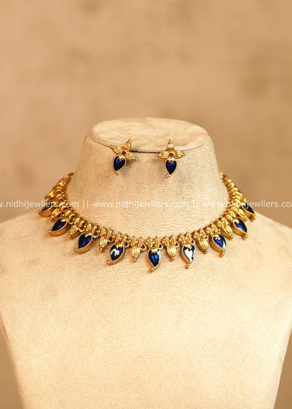 Royal Blue Palakka Mango Choker Set - Punya