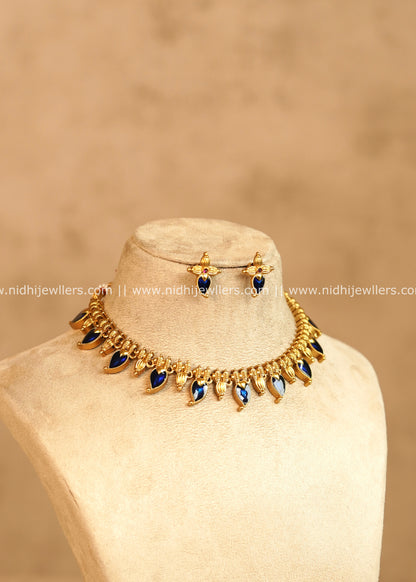 Royal Blue Palakka Mango Choker Set - Punya