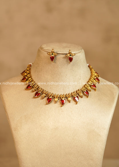 Ruby Red Palakka Mango Choker Set - Punya