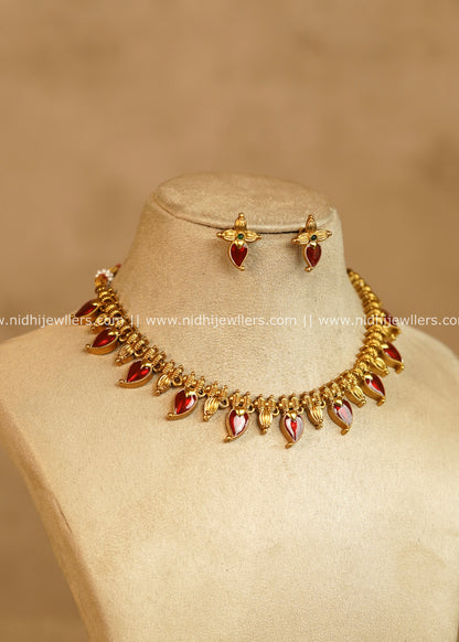 Ruby Red Palakka Mango Choker Set - Punya
