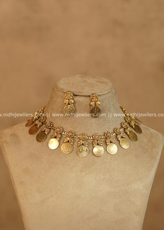 Lakshmi Kasu Mala Temple Choker Set - Ameya