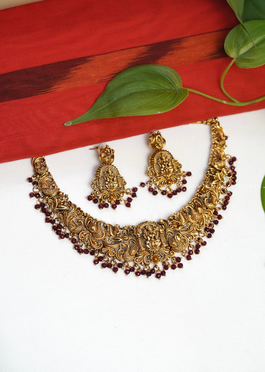 Lakshmi necklace -Vedika -Maroon
