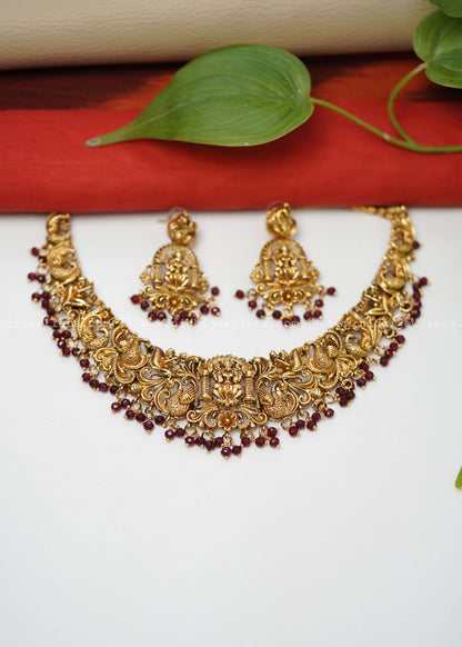 Lakshmi necklace -Vedika -Maroon
