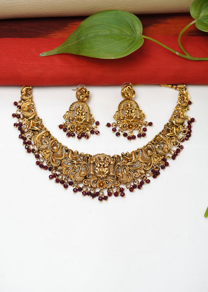 Lakshmi necklace -Vedika -Maroon