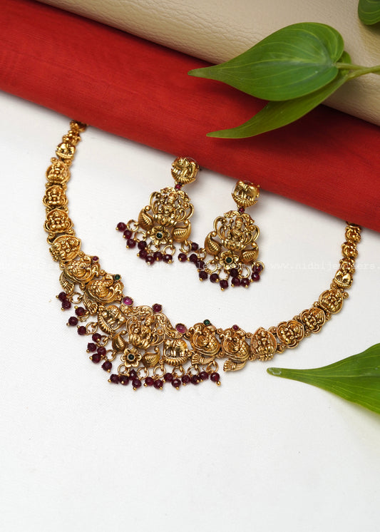 Lakshmi necklace -Mandaram (Maroon)