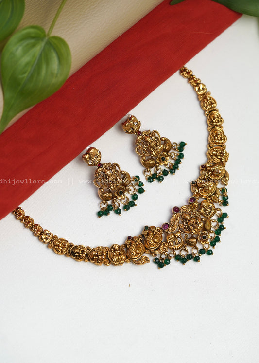 Lakshmi necklace -Mandaram (Green)