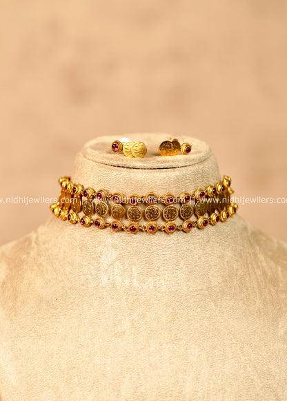 Lakshmi Kasu Mesh Choker Set - Aarna