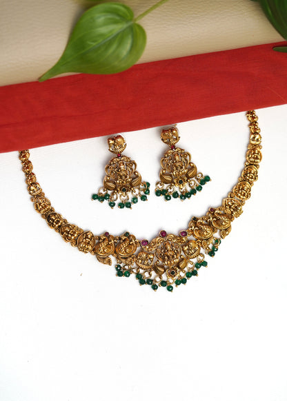 Lakshmi necklace -Mandaram (Green)