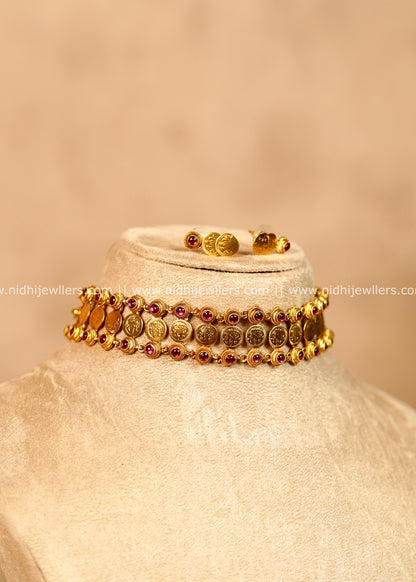 Lakshmi Kasu Mesh Choker Set - Aarna