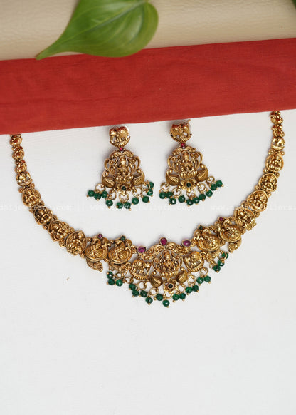 Lakshmi necklace -Mandaram (Green)