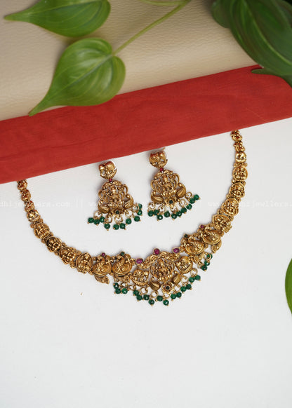 Lakshmi necklace -Mandaram (Green)