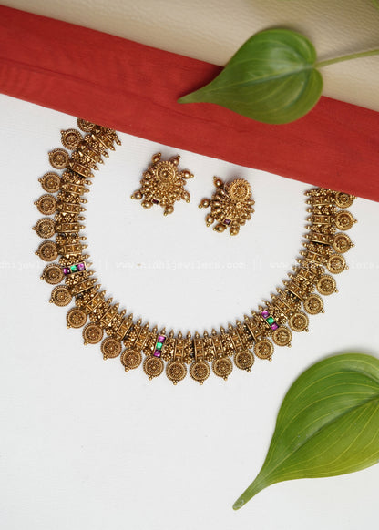 Non idol antiqe necklace- with Jhumka