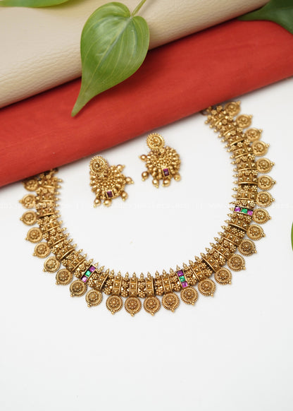 Non idol antiqe necklace- with Jhumka