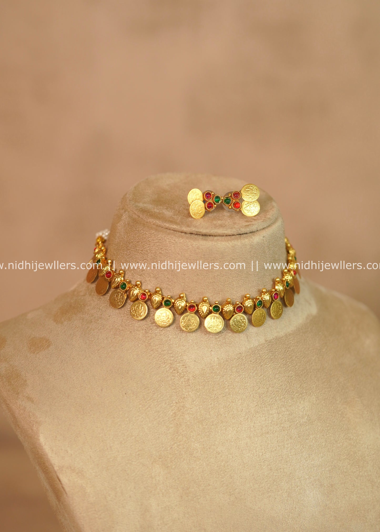 Swetha Antique Kasu & Kemp Choker Set with Matching Earrings