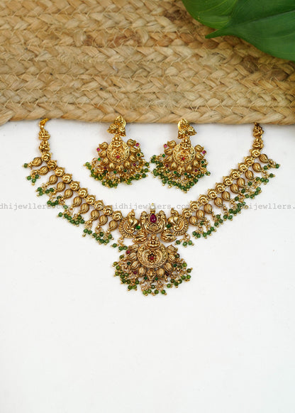 Lakshmi necklace -Padma (Green)